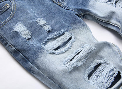 Boy's Ripped Jeans Stacked Skinny Fit Destroyed Distressed Fashion Comfy Denim Jeans Pants