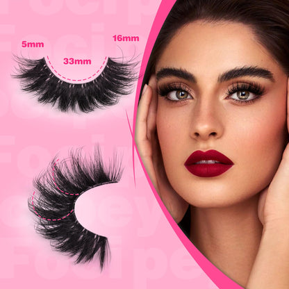 Mink Lashes Full Volume False Eyelashes 18mm Dramatic Faux Mink Eyelashes Natural Look Cat Eye Volume Eye Lashes Multipack by Focipeysa