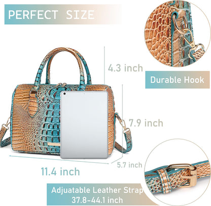 Top-Handle Crocodile Purses For Women Crossbody Leather Bags Trendy Large Capacity Tote with Shoulder Strap