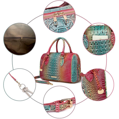 Top-Handle Crocodile Purses For Women Crossbody Leather Bags Trendy Large Capacity Tote with Shoulder Strap