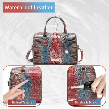 Top-Handle Crocodile Purses For Women Crossbody Leather Bags Trendy Large Capacity Tote with Shoulder Strap