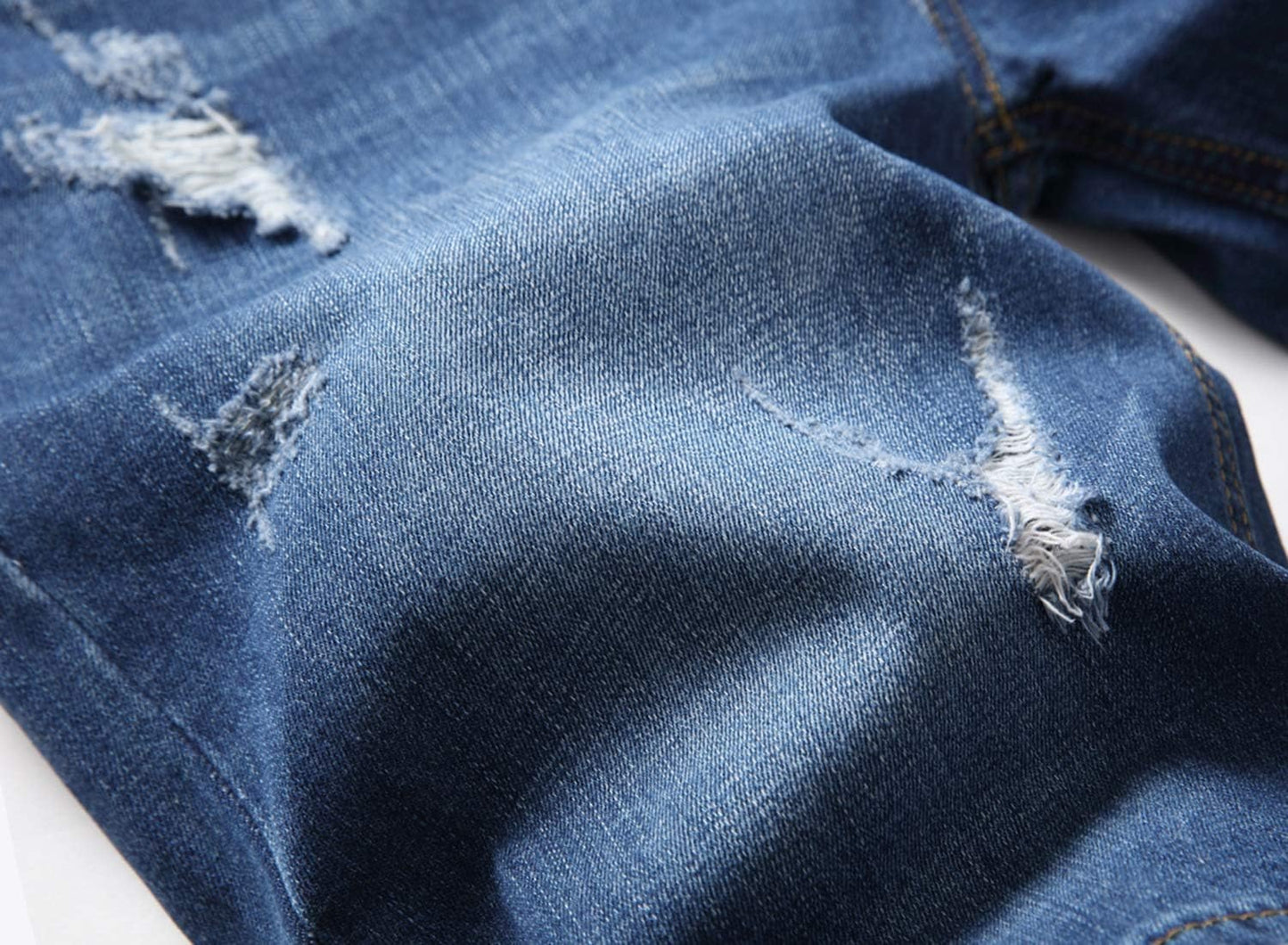 Baylvn Men's Casual Ripped Printed Denim Shorts Slim Fit Summer Beach Jeans Shorts