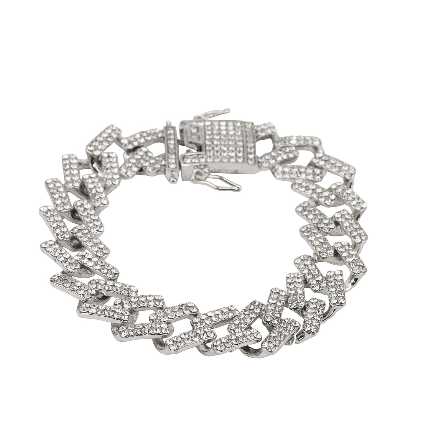 Charles Raymond Bling-ed Out Silver Round Luxury Mens Watch w/Bling-ed Out Bracelet - L0504B