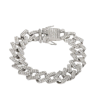 Charles Raymond Bling-ed Out Silver Round Luxury Mens Watch w/Bling-ed Out Bracelet - L0504B