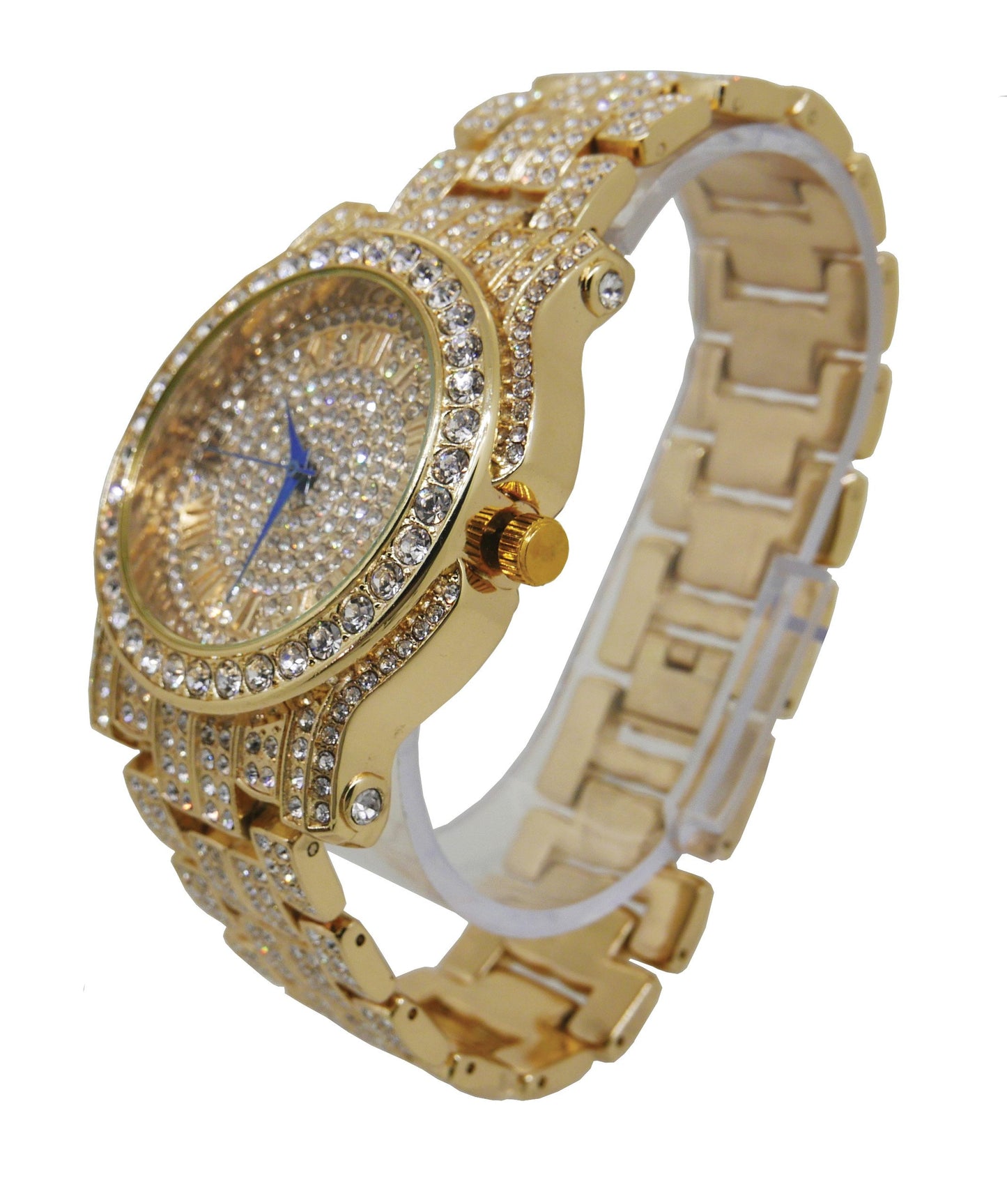 Charles Raymond Bling-ed Out Silver Round Luxury Mens Watch w/Bling-ed Out Bracelet - L0504B