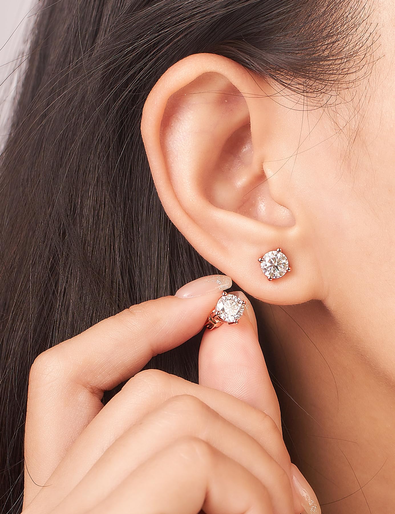 IMOLOVE Moissanite Stud Earrings for Women in Sterling Silver Hypoallergenic 1-3CT D Color Round Cut Moissante Earrings