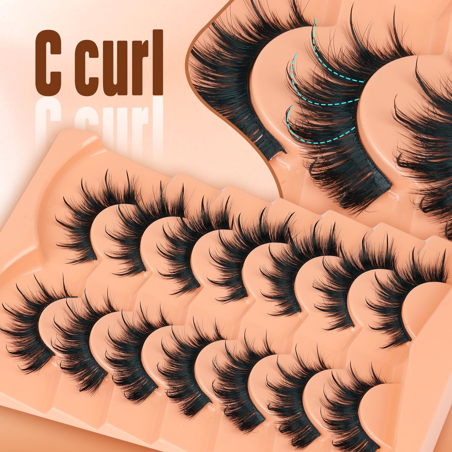 Mink Lashes Full Volume False Eyelashes 18mm Dramatic Faux Mink Eyelashes Natural Look Cat Eye Volume Eye Lashes Multipack by Focipeysa