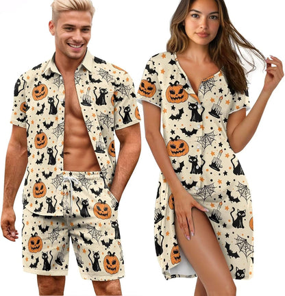 His and Her Pajamas for Couples Set Plus Size Button Down Pjs Nightgown Sleepwear Lounge Sets