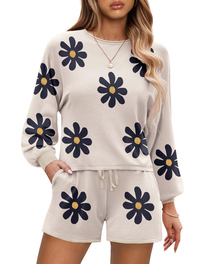 Ekouaer Knit Pajamas Set for Women Lounge Wear Sets Long Sleeve Sweatsuit Matching 2 Piece Outfits Casual Sweater Sets S-XXL