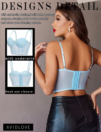 Avidlove Corset Tops For Women Push Up Bustier lingerie Y2K Sexy Going Out Party Club Top