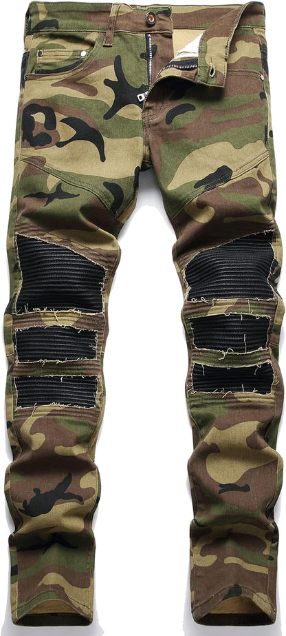 RXXKKK Men's Classic Zipper Biker Regular Fit Flex Jean