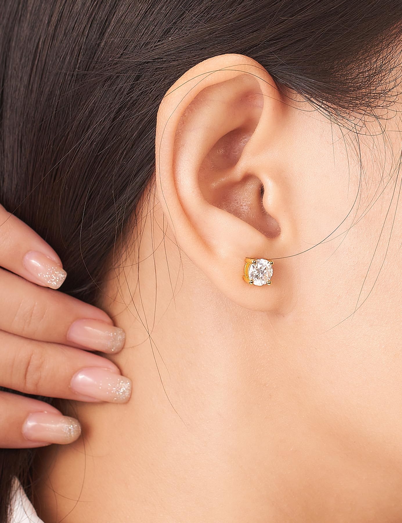 IMOLOVE Moissanite Stud Earrings for Women in Sterling Silver Hypoallergenic 1-3CT D Color Round Cut Moissante Earrings