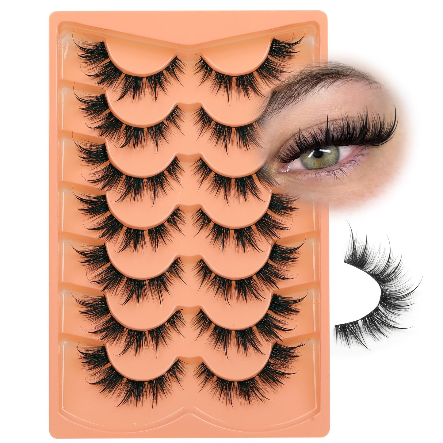 Mink Lashes Full Volume False Eyelashes 18mm Dramatic Faux Mink Eyelashes Natural Look Cat Eye Volume Eye Lashes Multipack by Focipeysa