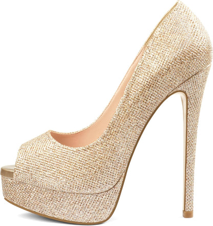 MERUMOTE Women's Platform Stiletto Heels Shoes Peep Toe Pumps 6 inch Heels for Dress Wedding Party