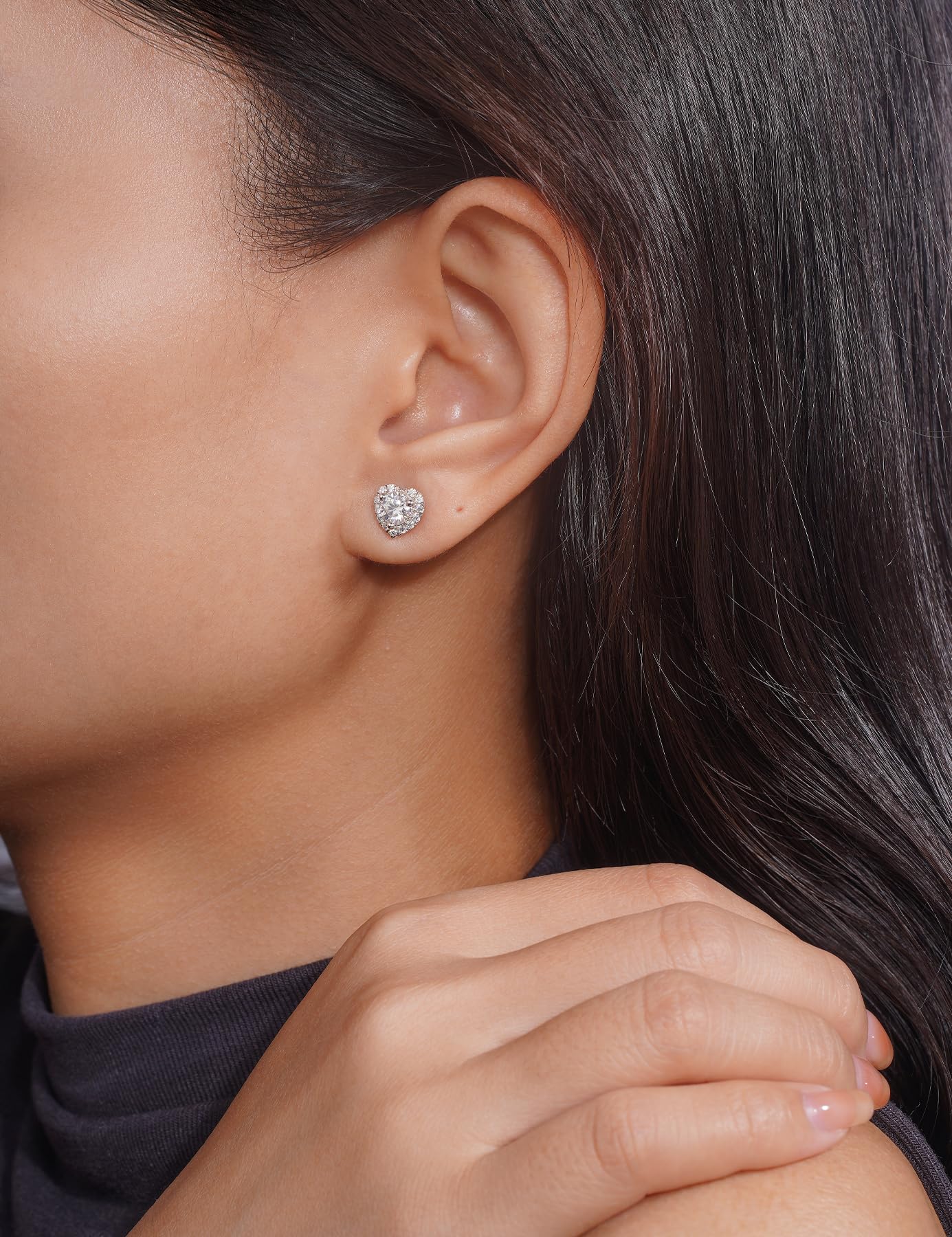 IMOLOVE Moissanite Stud Earrings for Women in Sterling Silver Hypoallergenic 1-3CT D Color Round Cut Moissante Earrings