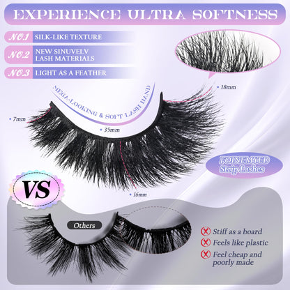 Mink Lashes Strip Eyelashes Volume False Eyelashes that Look Like Extensions Glamour Wispy Curly Fake Lashes 5 Pairs Pack