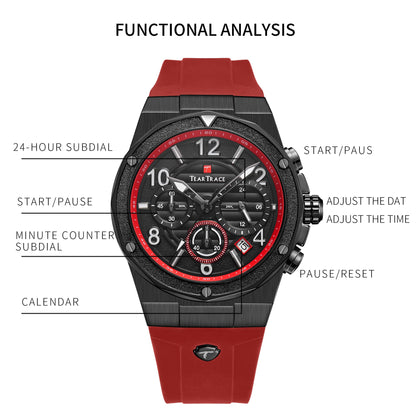 Watches for Men Analog Quartz Waterproof Sport Men’s Watch Tonneau Chronograph Luminous Fashionable Unique Casual Watch with Silicone Strap