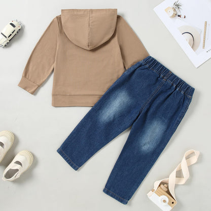 YUEMION Toddler Boy Clothes Long Sleeve Print Hoodies +Denim Pants 2Pcs Fall Winter Sweatshirt Baby Boy Outfits Set 1-6Y