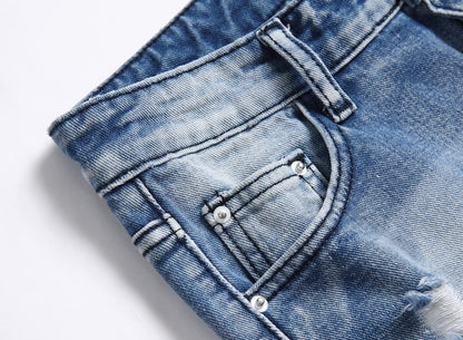 Boy's Skinny Fit Comfy Jeans Ripped Destroyed Distressed Stylish Slim Washed Denim Jeans Pants