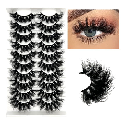 Mink Lashes Fluffy Big Dramatic Thick False Eyelashes, Soft 20mm Volume 3D Faux Mink, 20 Pairs Eyelashes Pack, 25mm Full Strip Lashes That Look Like Extensions
