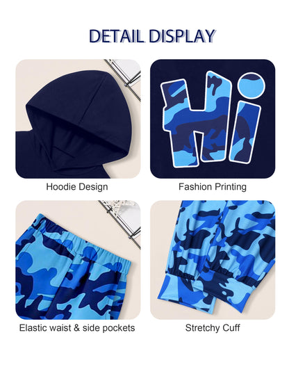 Boys Clothes Camo Boys Outfits Letter Printing Pullover Hoodie and Pants 2Pcs Winter Kids Clothes Boys for 7-14 Years