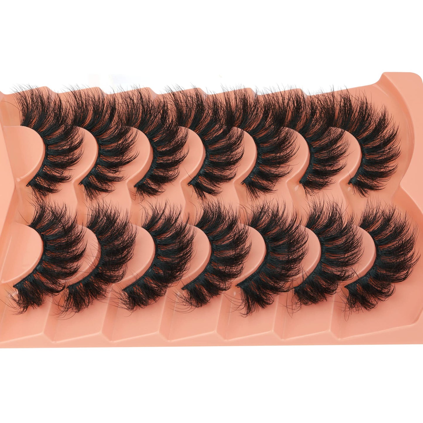Mink Lashes Fluff False Eyelashes 20-22mm Dramatic Full Wispy Eye Lashes 8D Volume Curly Fake Eyelashes 7 Pairs Faux Mink Lashes Multipack by TOOCHUNAG