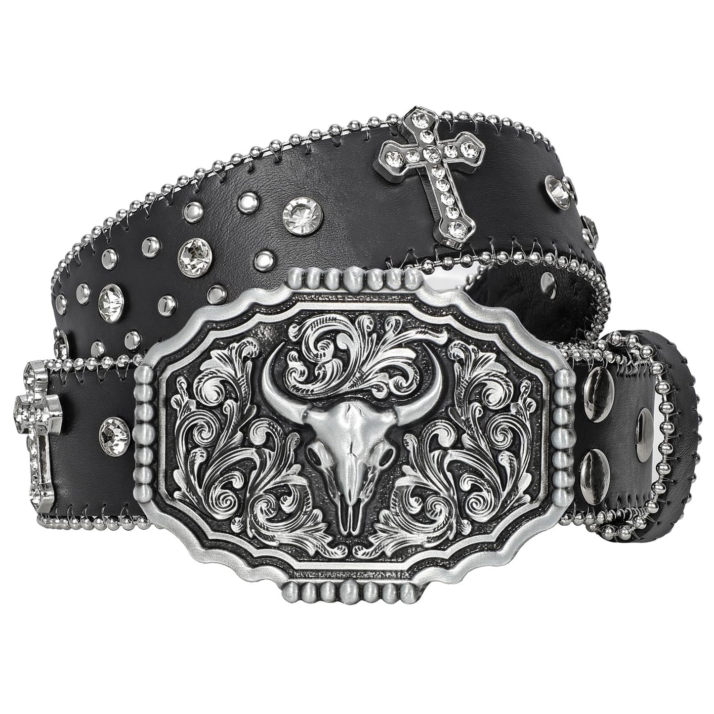Cowboy Cowgirl Belts for Women Men Western Belts Punk Goth Belt PU Leather Belt With Western Buckle