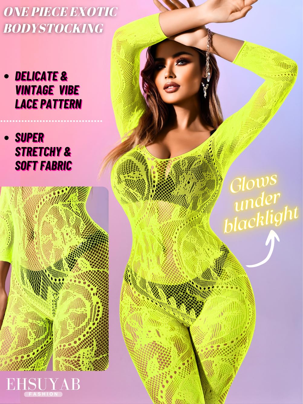 Women Sexy Body Stockings, Fishnet Bodysuit Glow Party Rave, Exotic Dancer Wear Fishnets Lingerie Outfits Plus Size