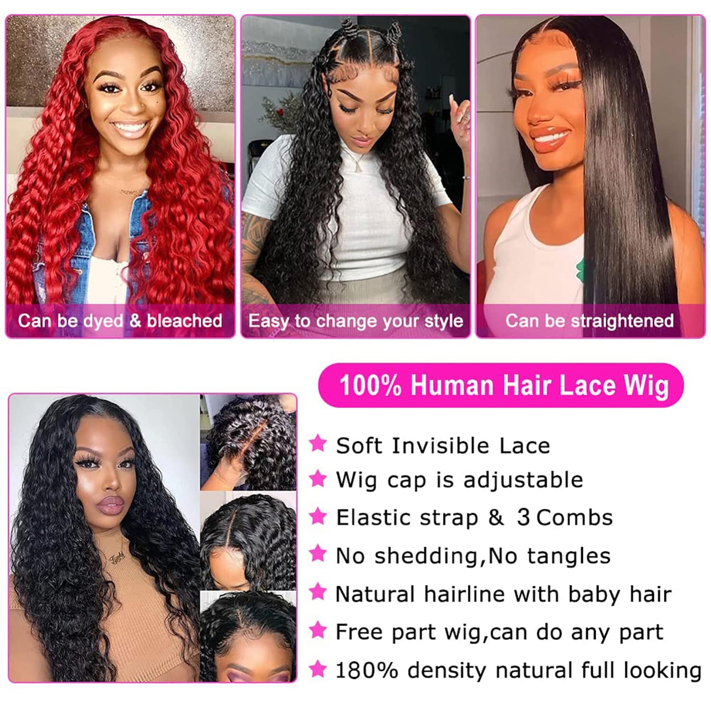 Water Wave 13x6 HD Transparent Lace Front Wigs Human Hair 180 Density Wet and Wavy Human Hair Wigs for Women Curly Lace Front Wig Human Hair Pre Plucked with Baby Hair Natural Color (18 Inch)