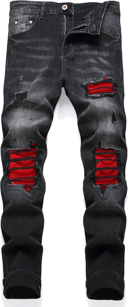 RXXKKK Men's Classic Zipper Biker Regular Fit Flex Jean
