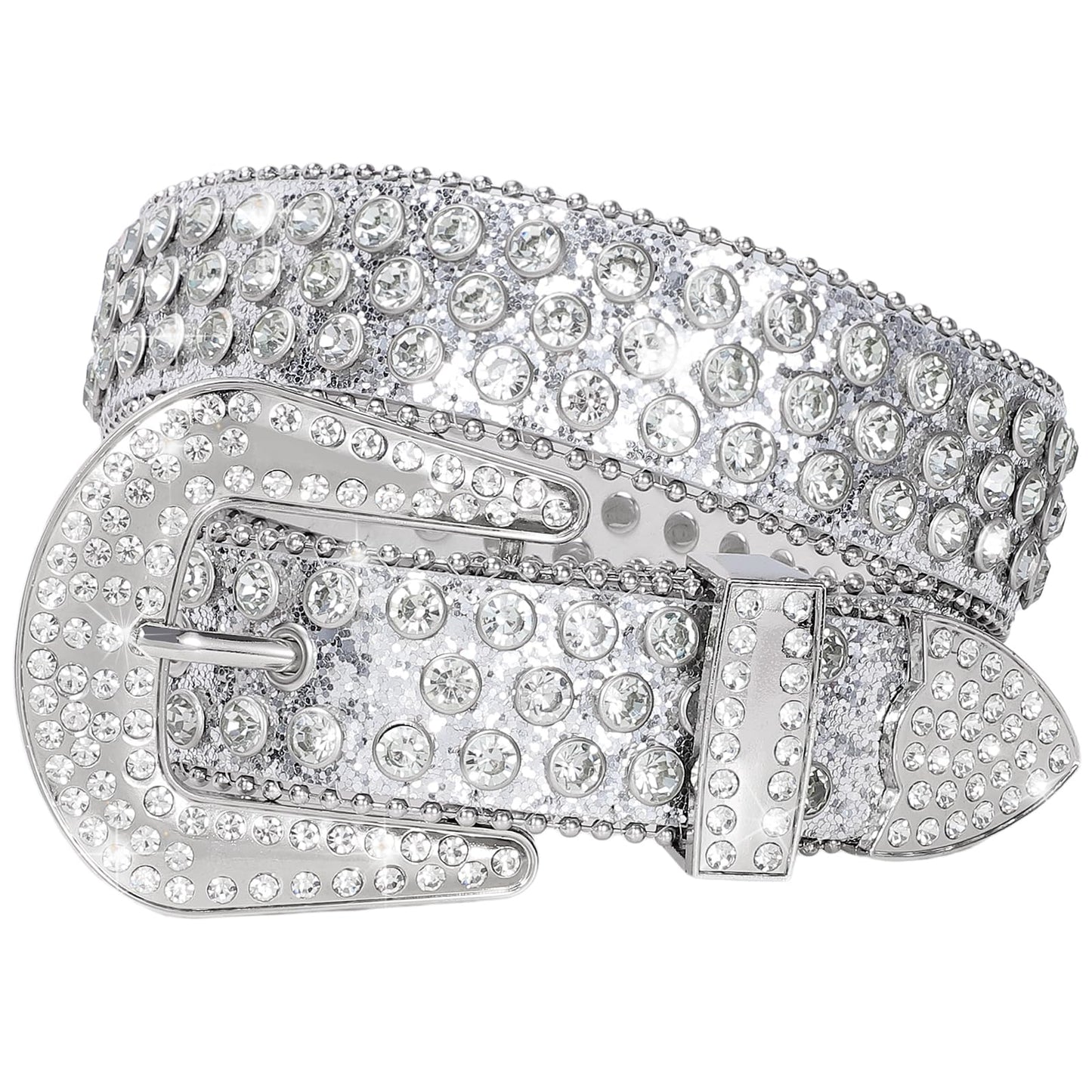 SUOSDEY Rhinestone Belt Unisex Sequin Strap Bling Crystal Western Studs Glitter Luxury Belt for Jeans Pants Dress