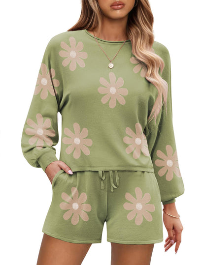 Ekouaer Knit Pajamas Set for Women Lounge Wear Sets Long Sleeve Sweatsuit Matching 2 Piece Outfits Casual Sweater Sets S-XXL