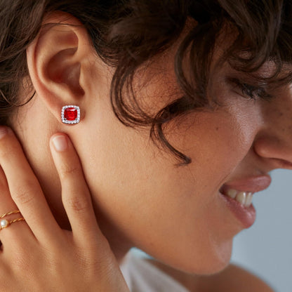 MILACOLATO Cubic Zirconia Stud Earrings for Women Men | 18K Gold Plated Hypoallergenic Sterling Silver Post Earrings | Big Brilliant Simulated Diamond CZ Halo Stud Earrings for Sensitive Ears