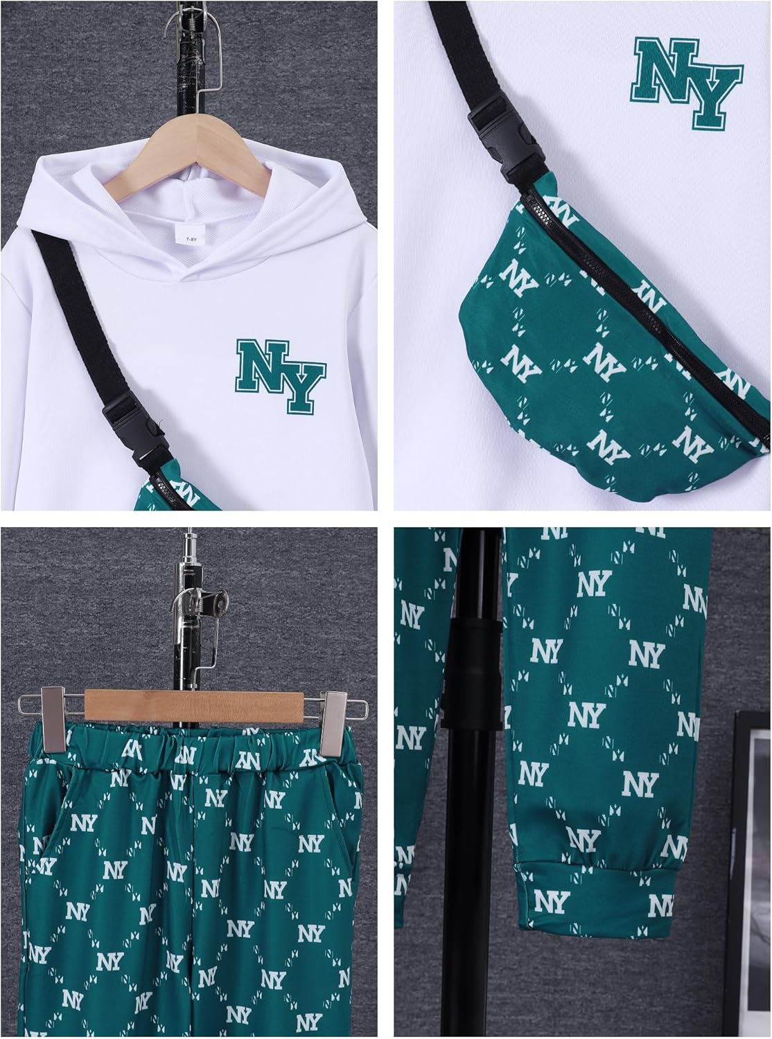 PureChapter Boys' Fashion 3Pcs Pullover Hoodies Sweatshirt Suit Crossbody Bag Stylish Clothes Kids Clothes