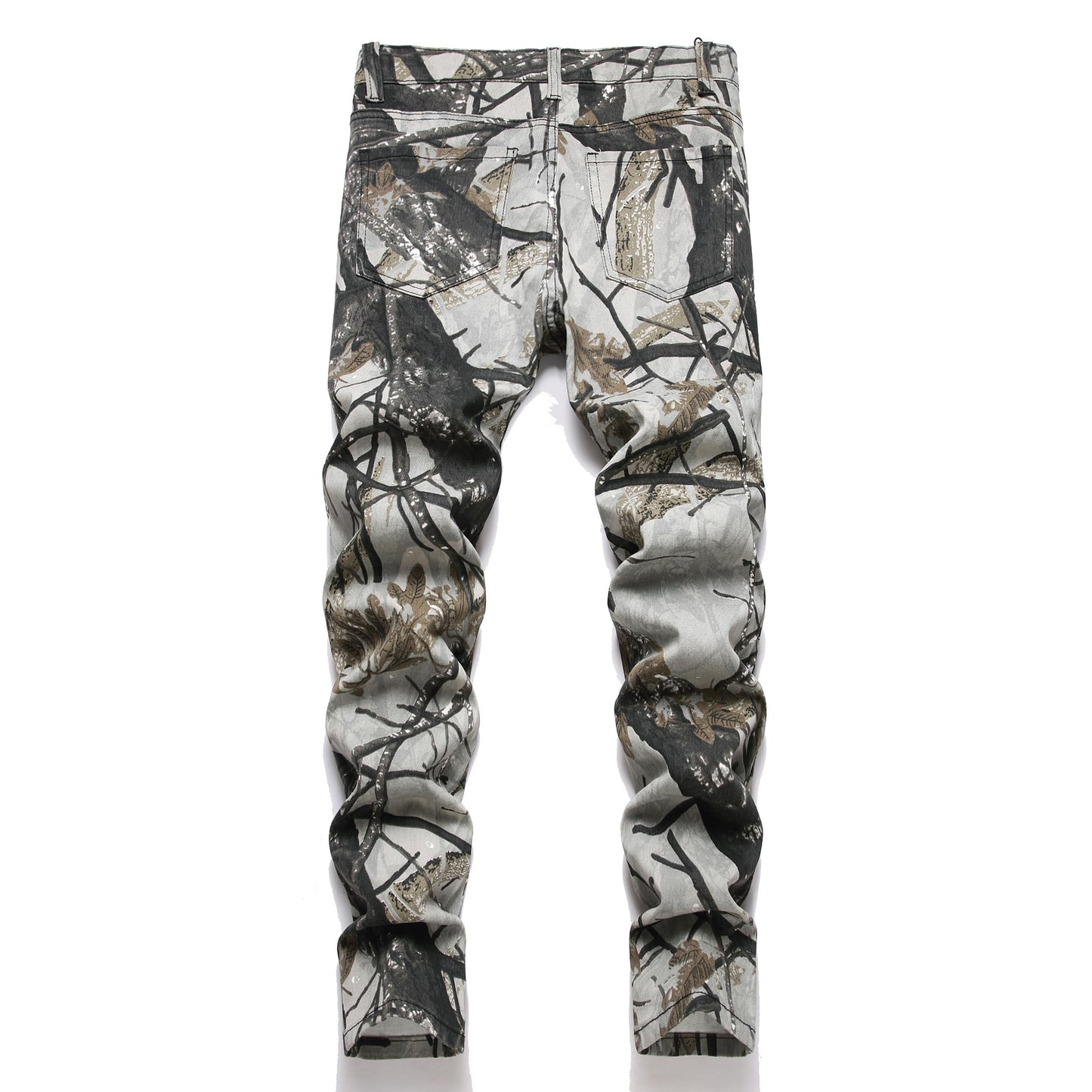 Boy's Skinny Fit Cotton Camo Jeans, Camouflage Printed Fashion Casual Pants