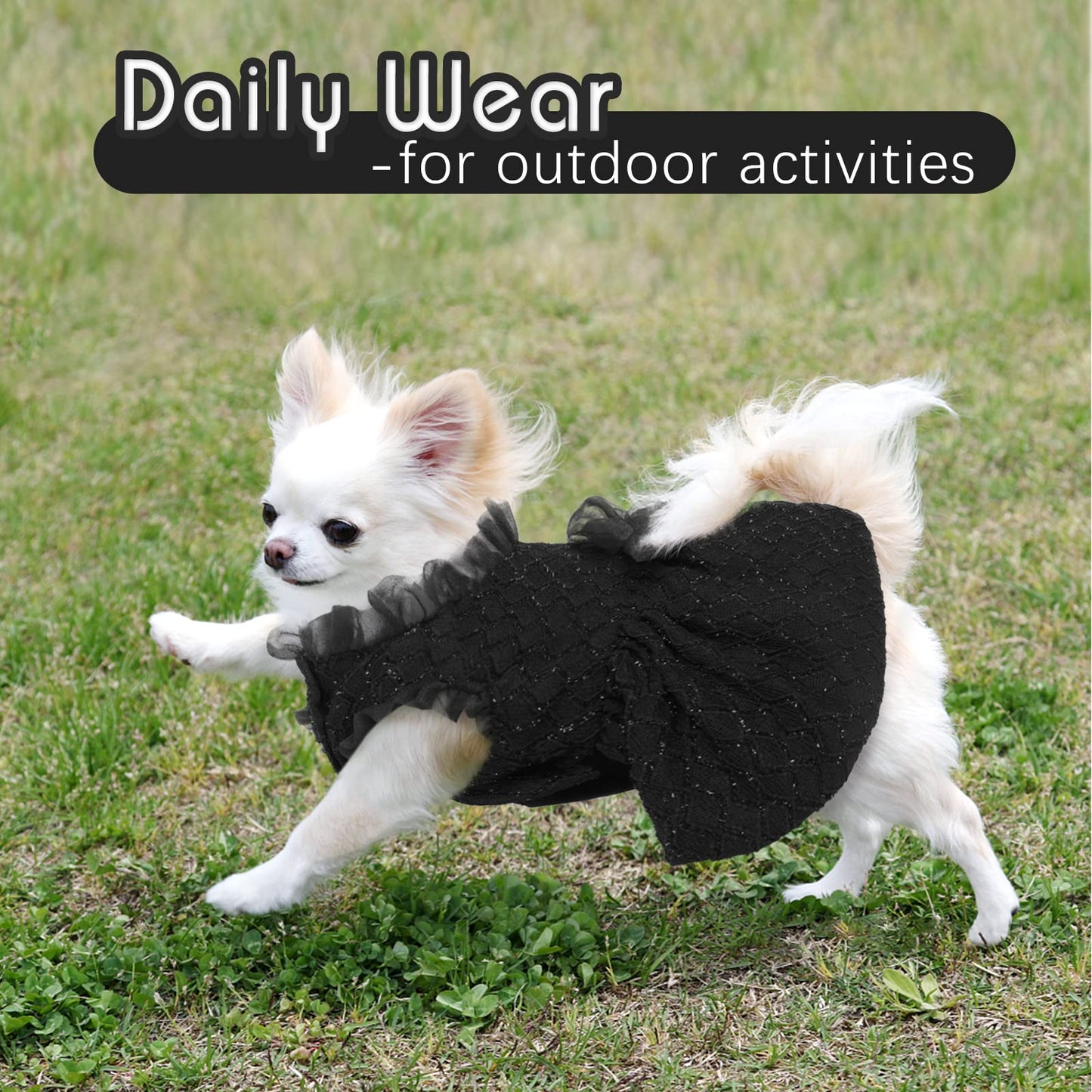 Kuoser Dog Dress, Cute Dog Dresses for Small Dogs Girl Elegant Puppy Tutu with Bow-Knot, Doggie Princess Costume Pet Outfit for Birthday Party Christmas Halloween Wedding, Red XS