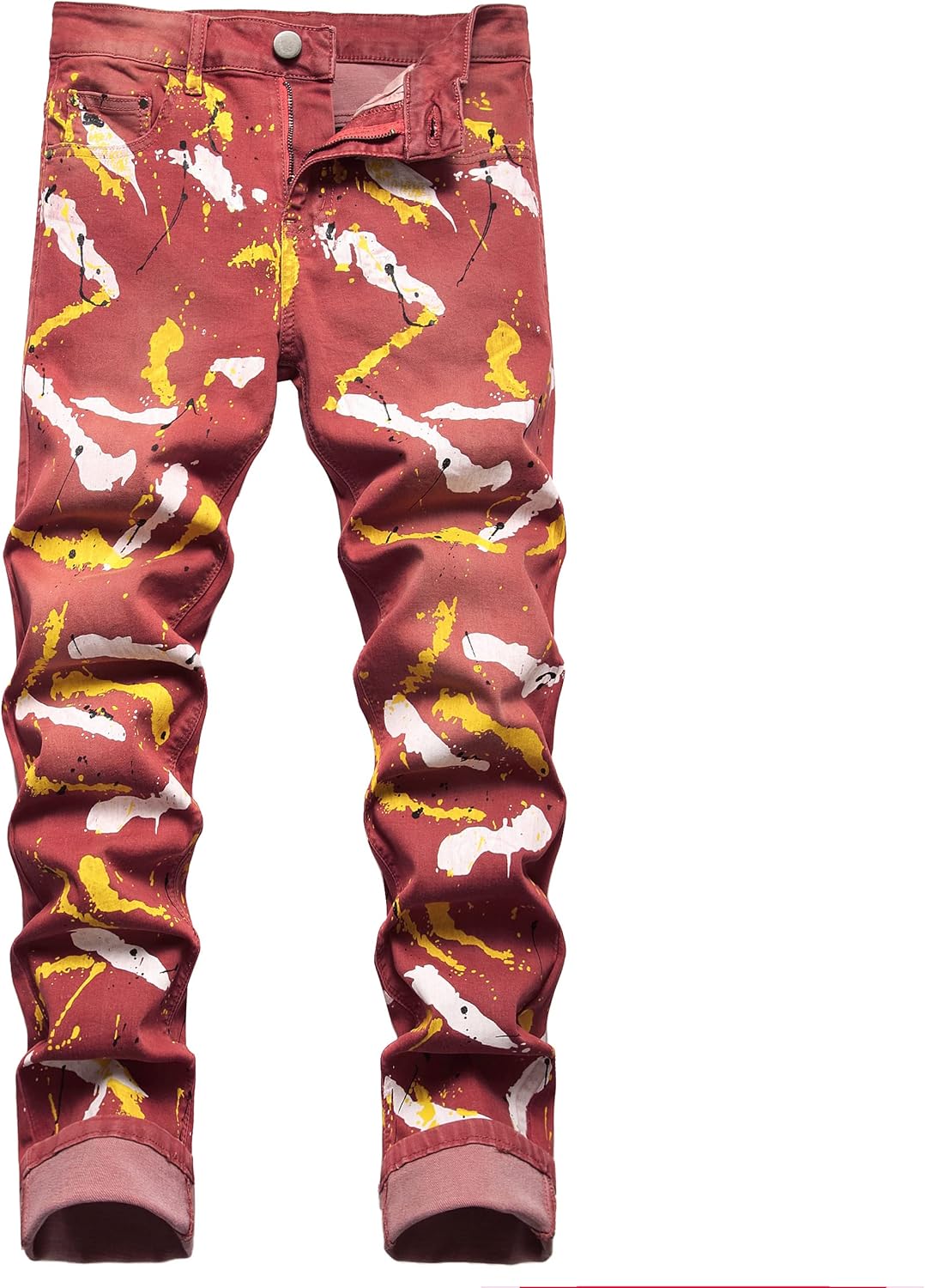 DANT BULUN Men's Fashion Casual Printed Jeans Stretch Skinny Denim Jogger Pants