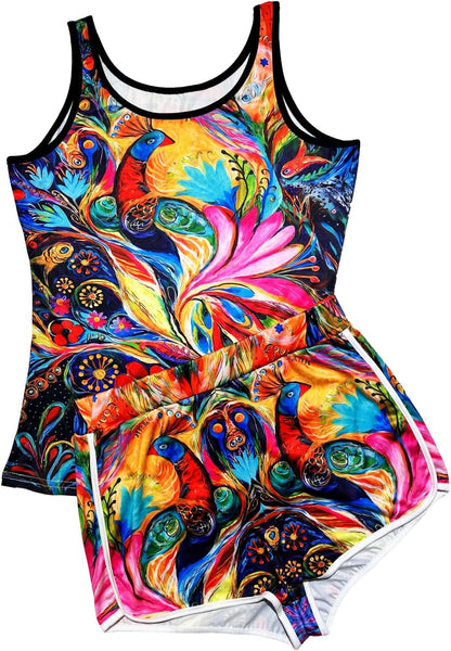 Women’s 2 Piece Pajama Set Novelty Sleeveless Tank Top and Shorts with Animal Print Comfortable Sleepwear