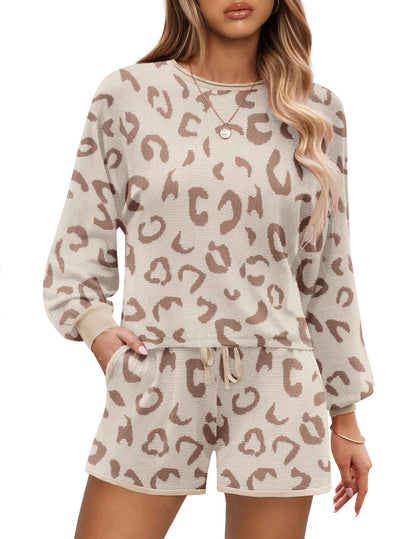 Ekouaer Knit Pajamas Set for Women Lounge Wear Sets Long Sleeve Sweatsuit Matching 2 Piece Outfits Casual Sweater Sets S-XXL