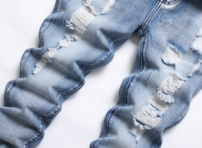 Boy's Skinny Fit Comfy Jeans Ripped Destroyed Distressed Stylish Slim Washed Denim Jeans Pants
