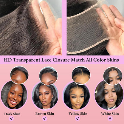 12A Human Hair Bundles with Closure Body Wave Bundles 20 22 24+18 Inch 5X5 HD Lace Closure Human Hair 100% Brazilian Virgin Hair Extensions 3 Bundles Deals Hair Quick Weave Bundle for Women