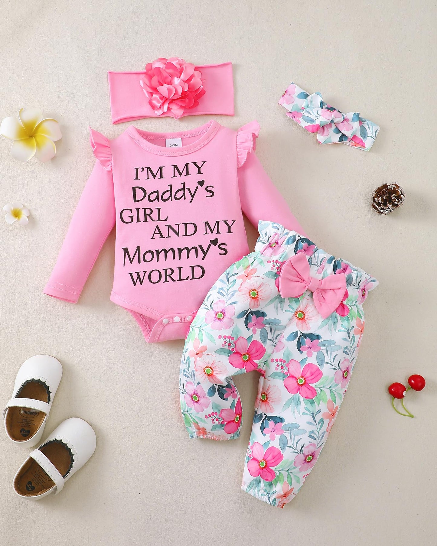 SUNNY PIGGY Newborn Infant Baby Girl Clothes Ruffle Romper Toddler Girl Floral Cotton Pant Sets Girls Clothing Outfit