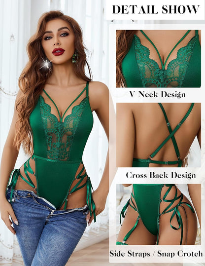 Avidlove Lingerie for Women Lace Lingerie Sets with Garter Belts One Piece Bodysuit Teddy No Stockings S-XXL