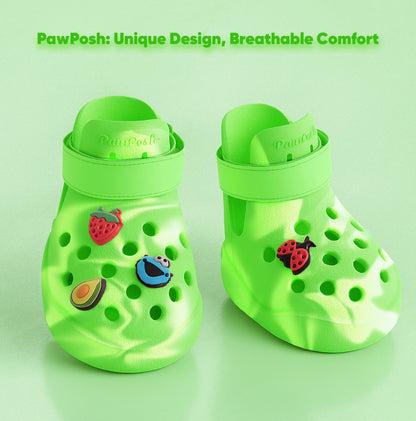 Dog Shoes: Non-Slip Waterproof Sandals for Hot Pavement, Breathable Perforated Boots, Large/Medium/Small Sizes, Ideal Paw Protector, Outdoor Clog Booties (Green Marble, Size 1)