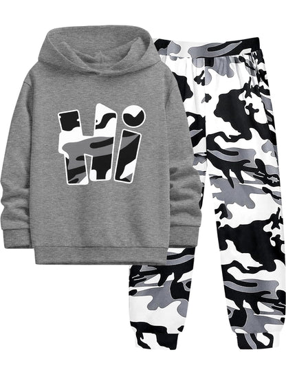 Boys Clothes Camo Boys Outfits Letter Printing Pullover Hoodie and Pants 2Pcs Winter Kids Clothes Boys for 7-14 Years