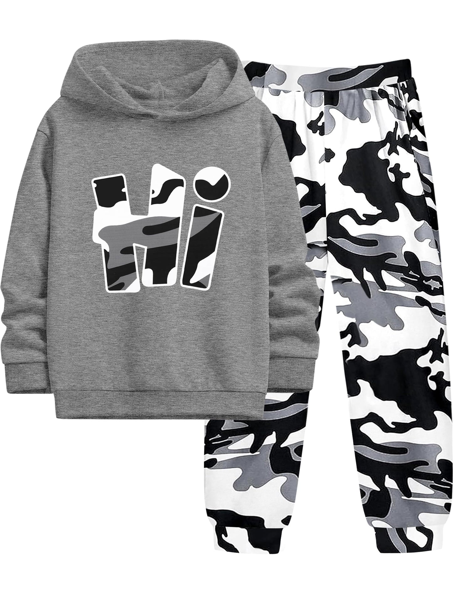 Boys Clothes Camo Boys Outfits Letter Printing Pullover Hoodie and Pants 2Pcs Winter Kids Clothes Boys for 7-14 Years