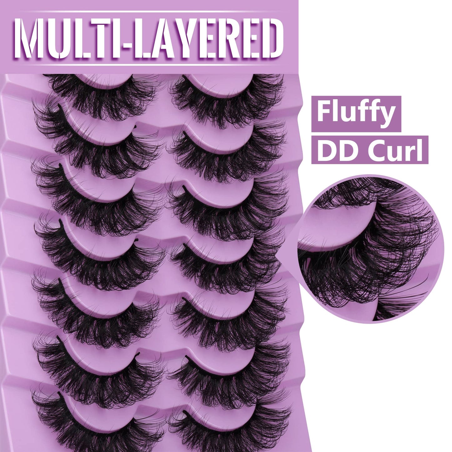 Mink Lashes Fluff False Eyelashes 20-22mm Dramatic Full Wispy Eye Lashes 8D Volume Curly Fake Eyelashes 7 Pairs Faux Mink Lashes Multipack by TOOCHUNAG