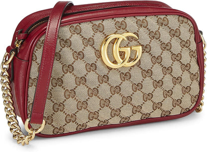 Pre-Loved Red Original GG Canvas Marmont Crossbody Small, Red
