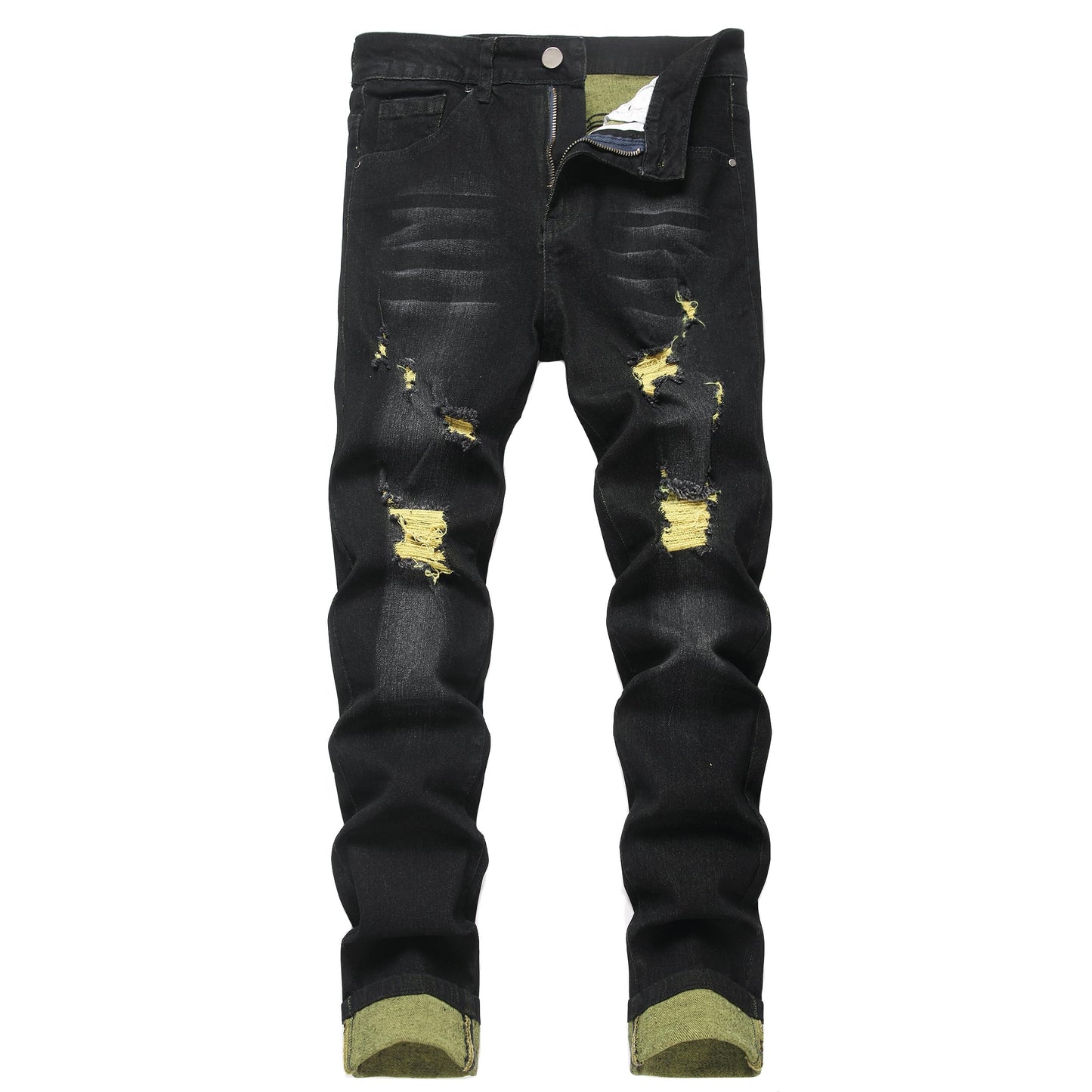 JUNBAOSS Men's Slim Fit Stretch Jeans Ripped Skinny Jeans for Men, Fashion Distressed Straight Comfort Flex Waist Pants