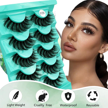 Mink Lashes Strip Eyelashes Volume False Eyelashes that Look Like Extensions Glamour Wispy Curly Fake Lashes 5 Pairs Pack